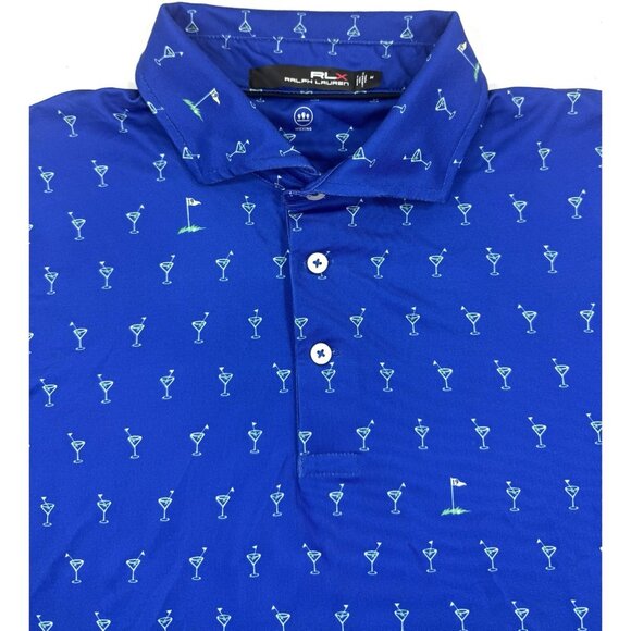 RLX Ralph Lauren Mens Polo Shirt Sz Medium Cocktails Print Performance Golf - Picture 3 of 14
